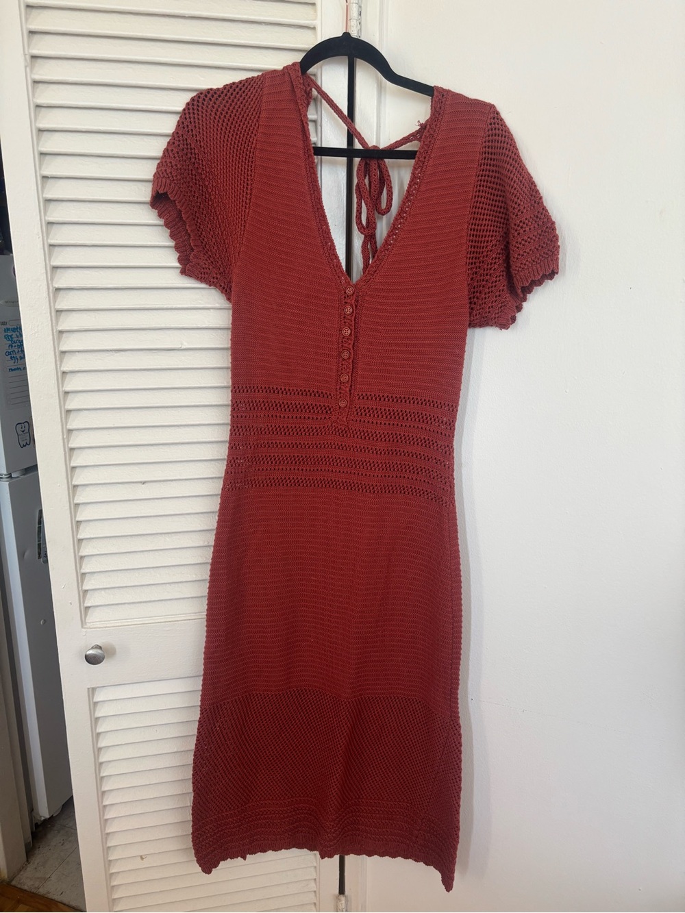 Love Rust Knit V-Neck Midi Dress